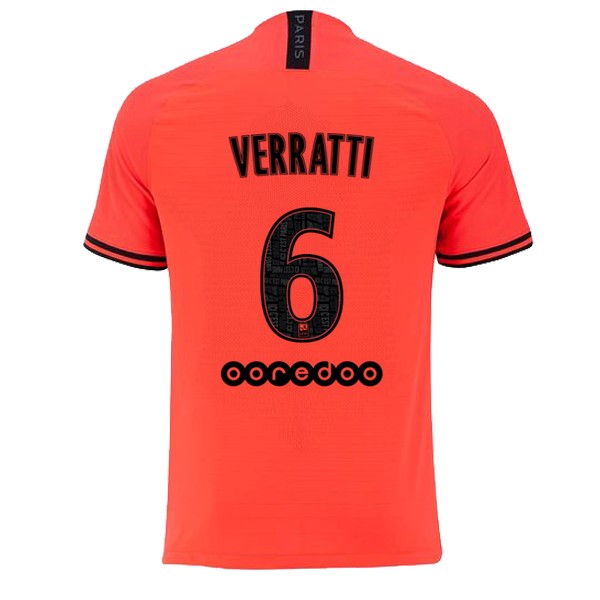 JORDAN Camiseta Paris Saint Germain NO.6 Verratti Replica Segunda Ropa 2019/20 Naranja